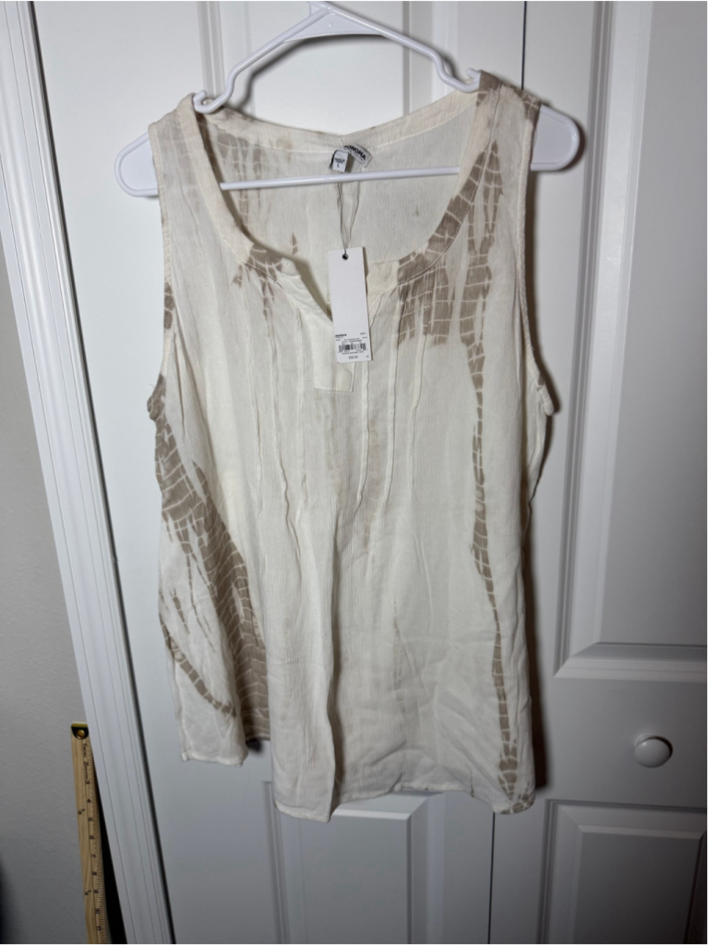 Sonoma Tank Top Size L White Beige Tie Dye Sleeveless NWT